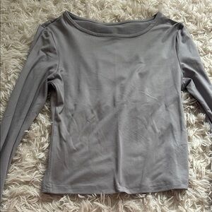 SHEIN Gray Fitted Long Sleeve Blouse